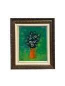 Dipinto Olio su Tela di Vaso di Fiori in Verde di Gian Rodolfo D'Accardi Anni '70