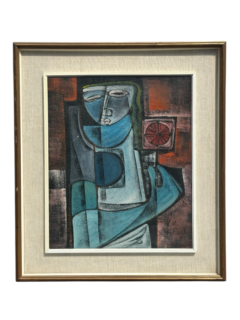 Dipinto Olio su Tela 'Ragazza con Specchietto' di Vittorio Maria di Carlo del 1972