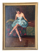 Oil Painting on Canvas of a Portrait of a Ballerina Neapolitan School 40s