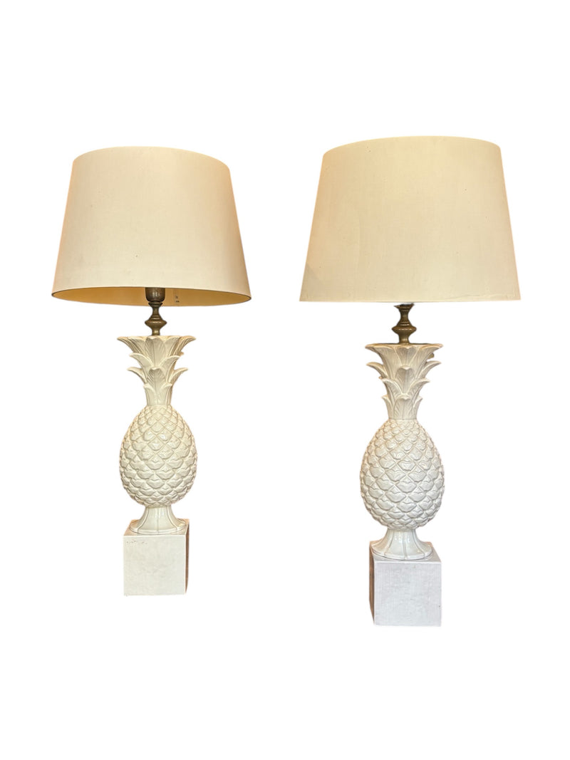 Coppia di Lampade Da Tavolo in Ceramica ad Ananas di Zaccagnini Ceramiche Anni 60