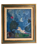 Dipinto Olio su Tela "Giardino Romantico" di Franco Rognoni del 1977