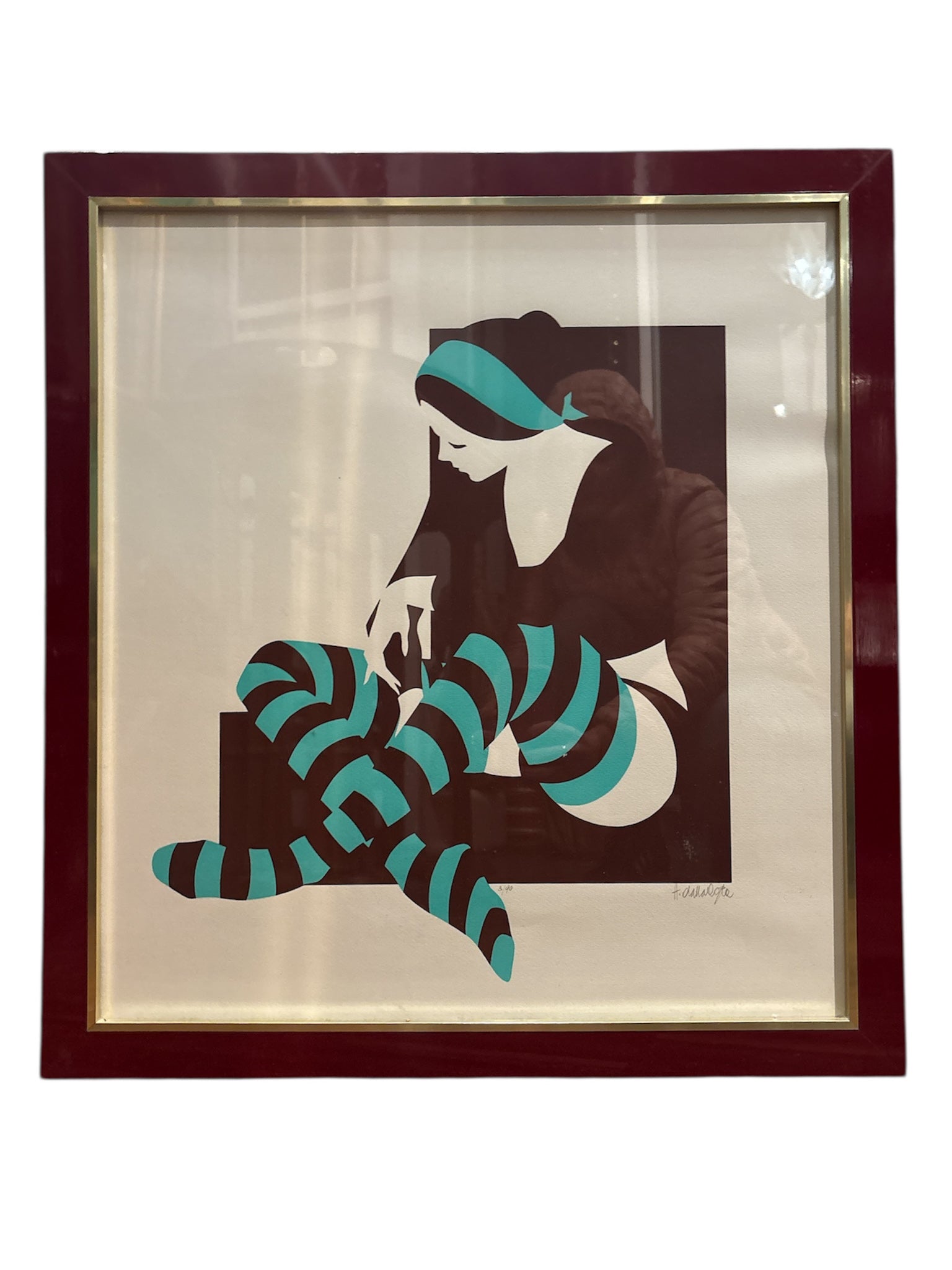 Litografia di Ballerina di Amleto Dalla Costa Anni 70