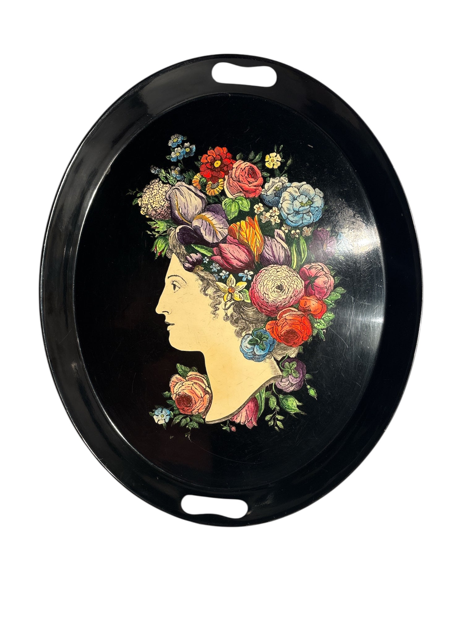 Vassoio in Metallo Serigrafato Serie "Flora" di Piero Fornasetti Anni 50