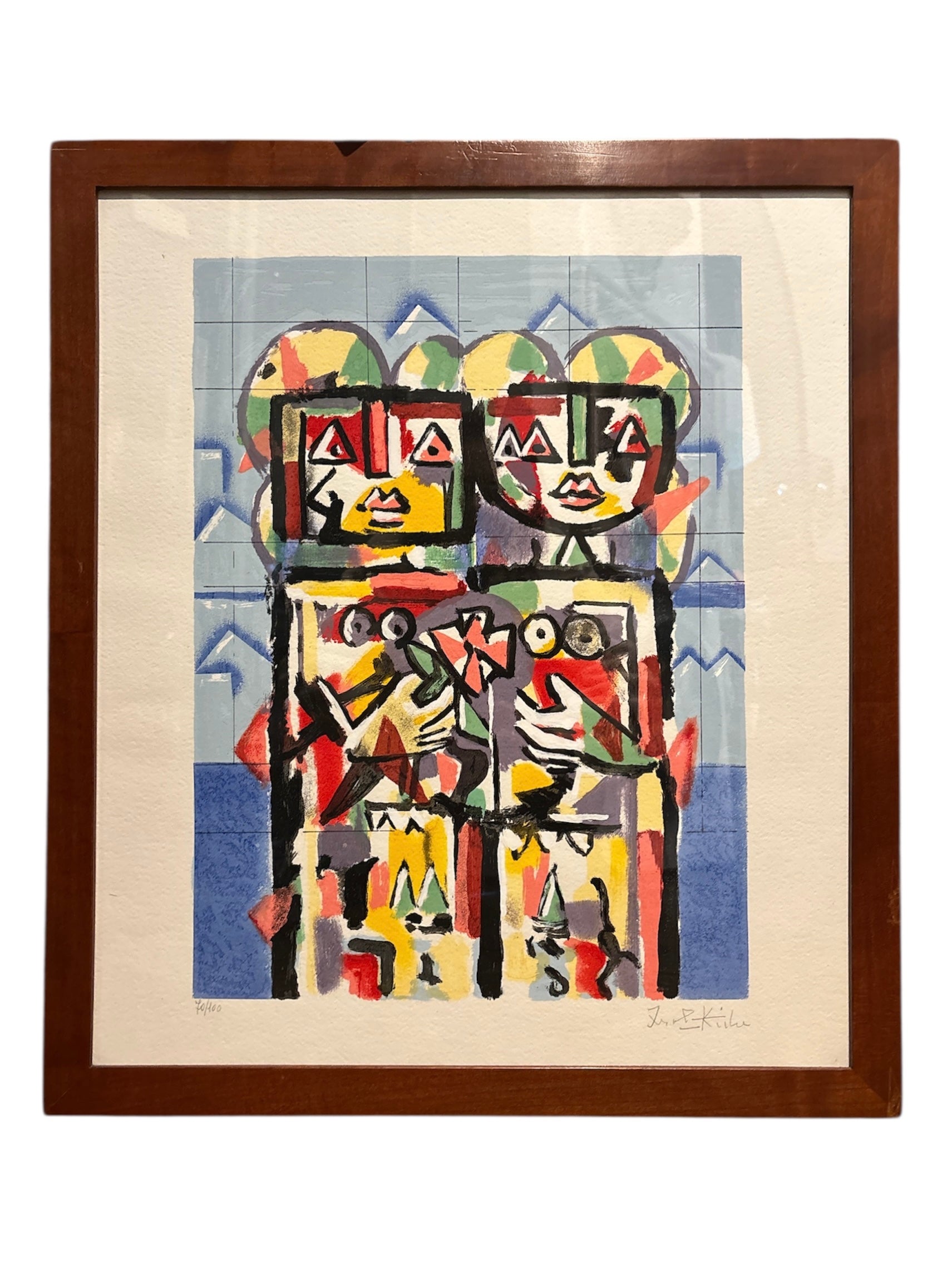 Litografia a Colori "Gli Sposi" di Ibrahim Kodra Anni 70