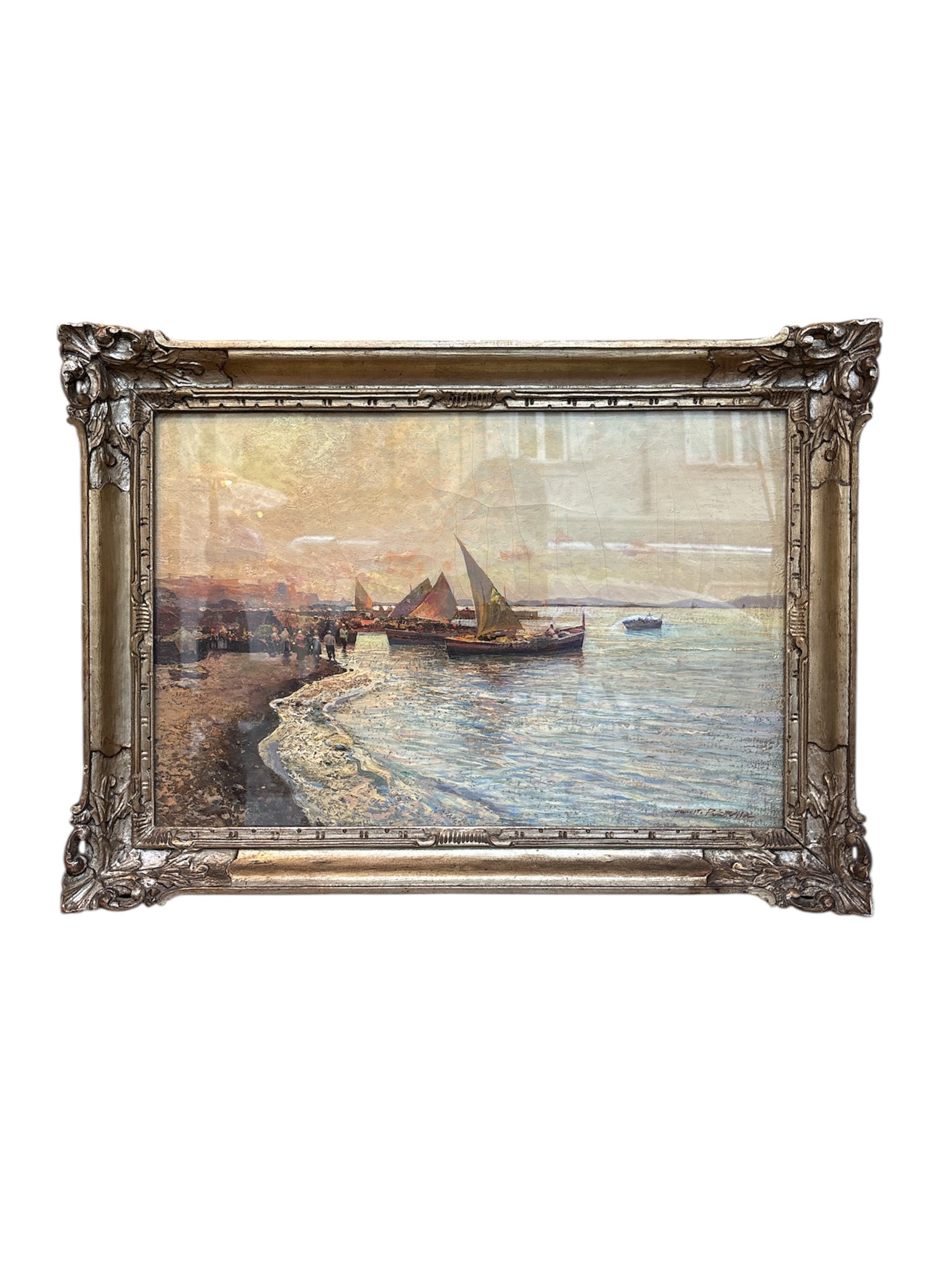 Dipinto Olio su Tavola di Marina di Fausto Pratella Anni 50