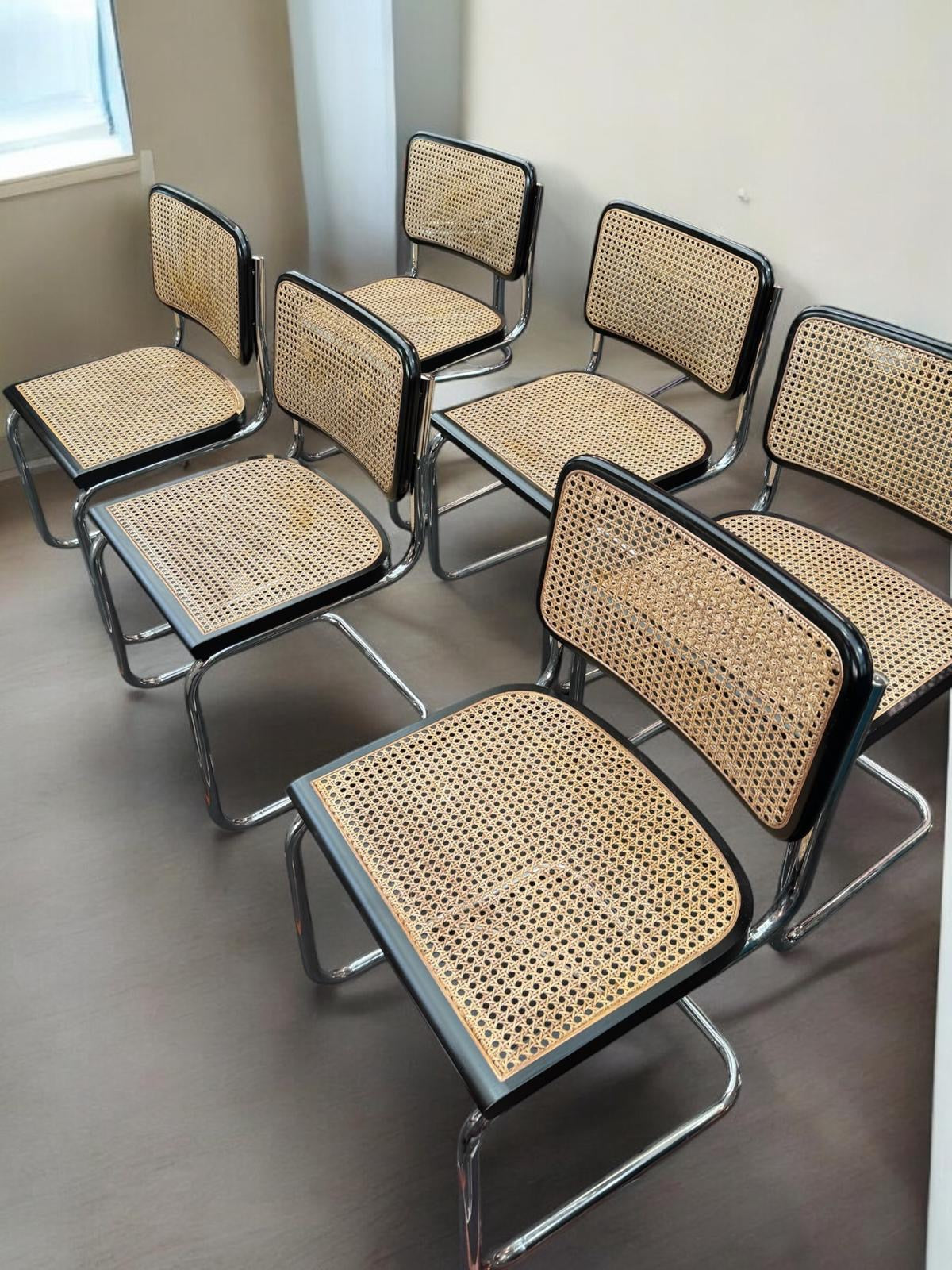 Set of 6 'Cesca' Chairs Designed by Marcel Breuer for Gavina 1960s