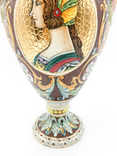 Vaso Anforato Scolpito e Dipinto a Mano in Ceramica Deruta Anni 50