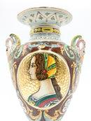 Vaso Anforato Scolpito e Dipinto a Mano in Ceramica Deruta Anni 50