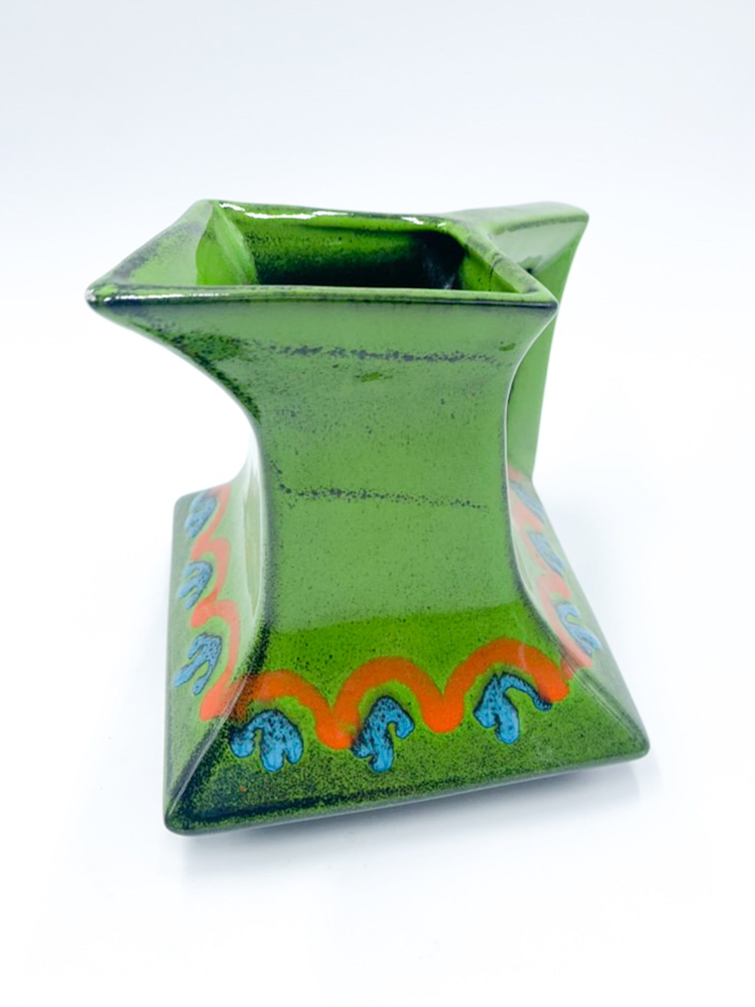 Brocca di Ceramiche Sammarinesi F.A.C.S. Verde con Forma Squadrata Anni 60