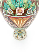 Vaso Anforato Scolpito e Dipinto a Mano in Ceramica Deruta Anni 50