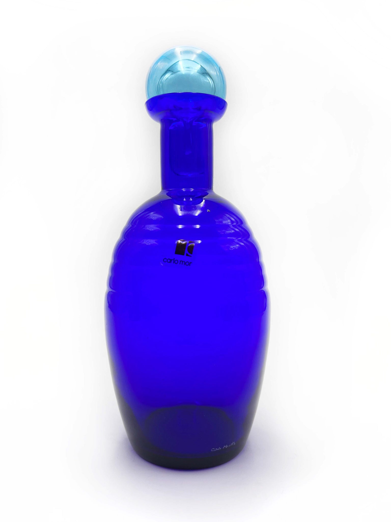Blue Murano glass bottle by Carlo Moretti from the 1980s