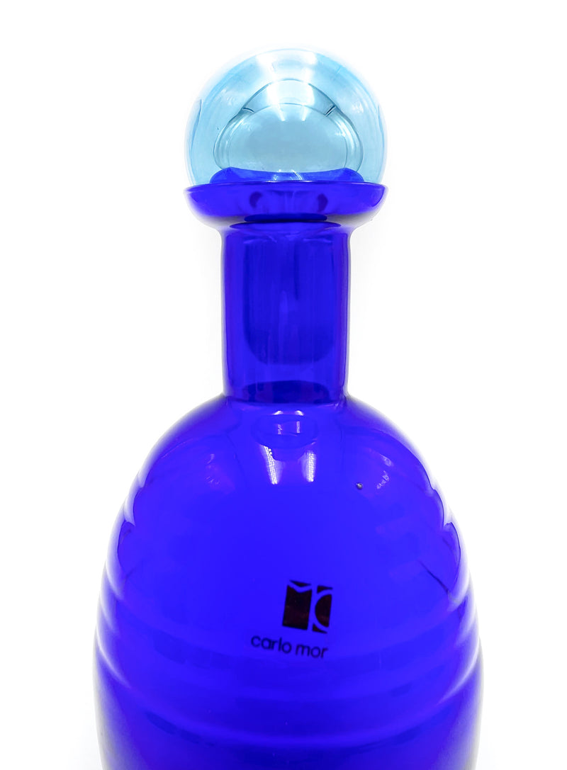 Blue Murano glass bottle by Carlo Moretti from the 1980s