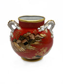 Vase in Orange Ceramic and Decorated Hand Painted 1950s