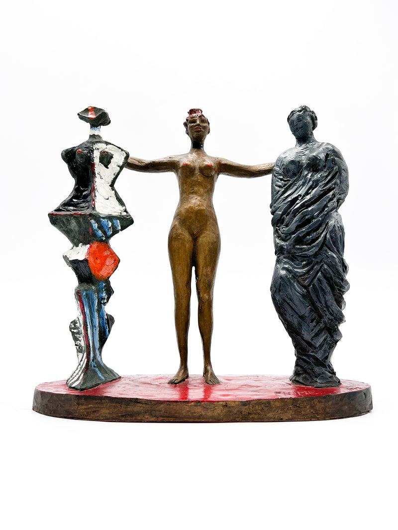 Polychrome Bronze Sculpture the Three Graces by Salvatore Fiume