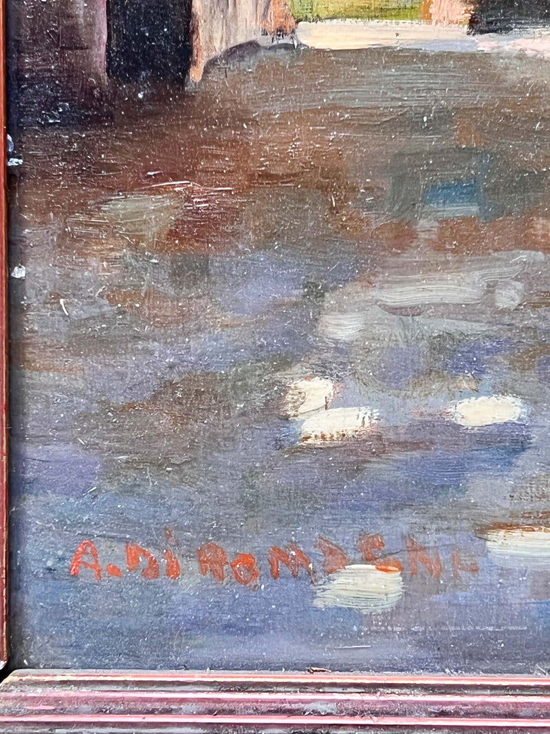 Dipinto Olio su Tela di Antica Cascina di Alfredo di Romagna Anni 1950