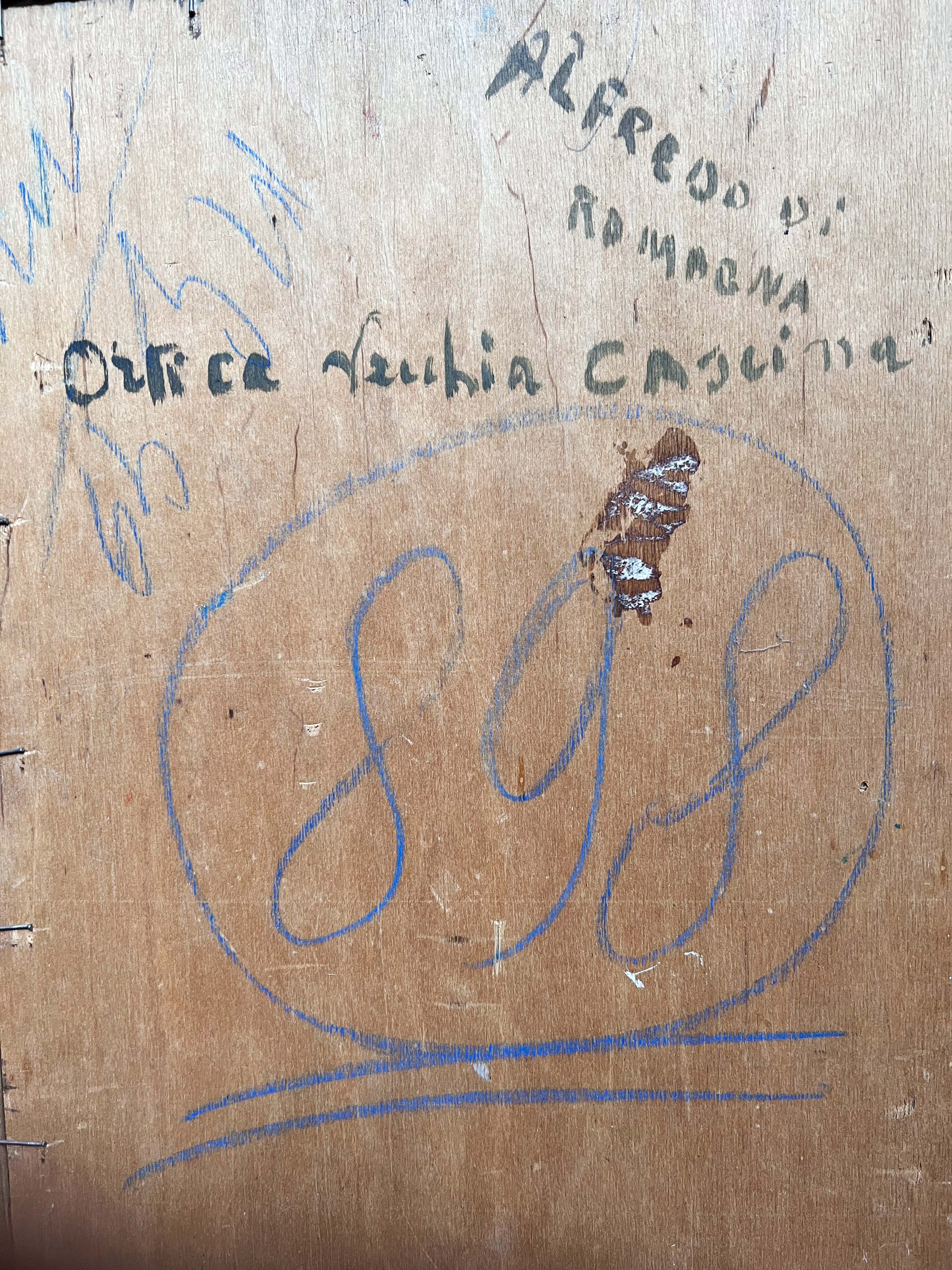 Oil painting on canvas of Antica Cascina by Alfredo di Romagna 1950s