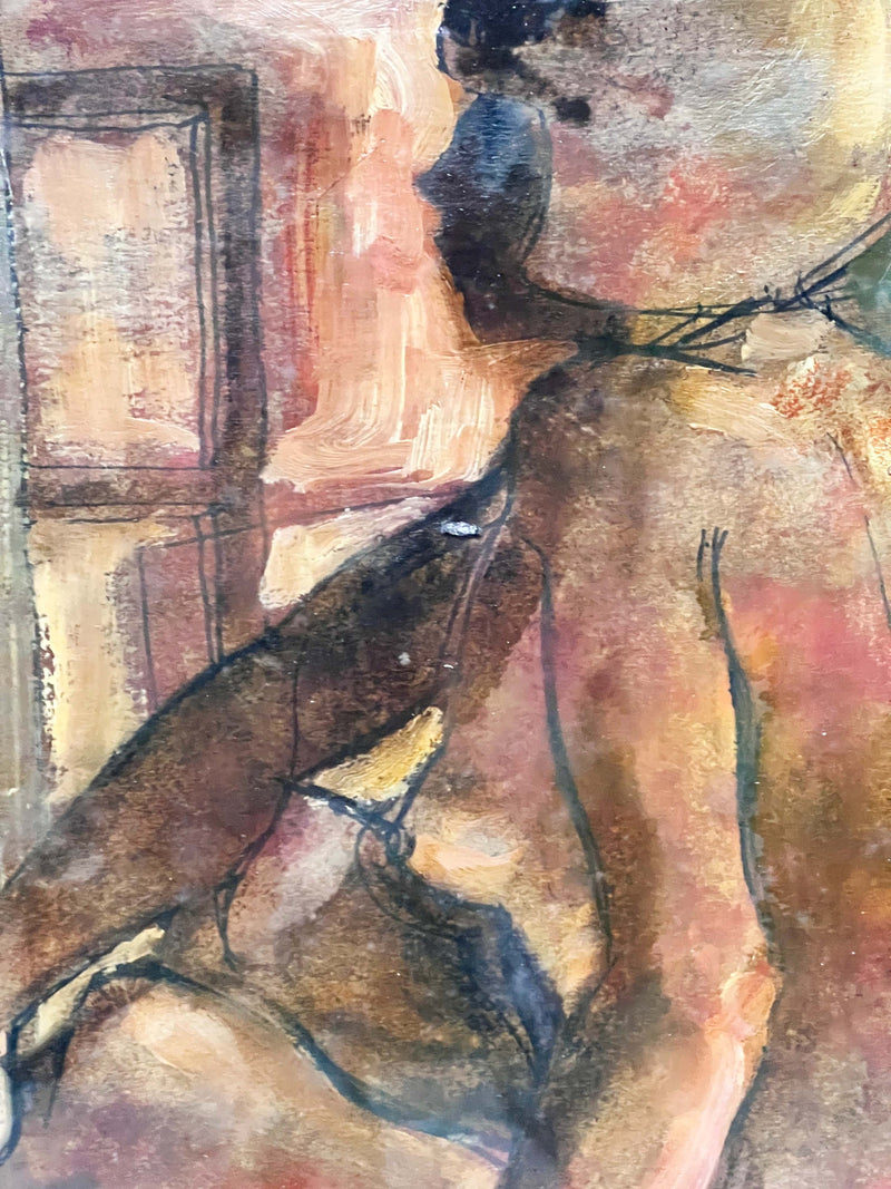 Dipinto Olio su Compensato di Nudo di Donna di Aldo Sterchele del 1980