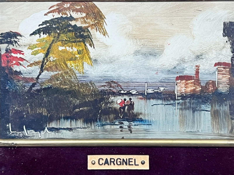 Pair of oil paintings on wood by Lucio Cargnel from the 1950s