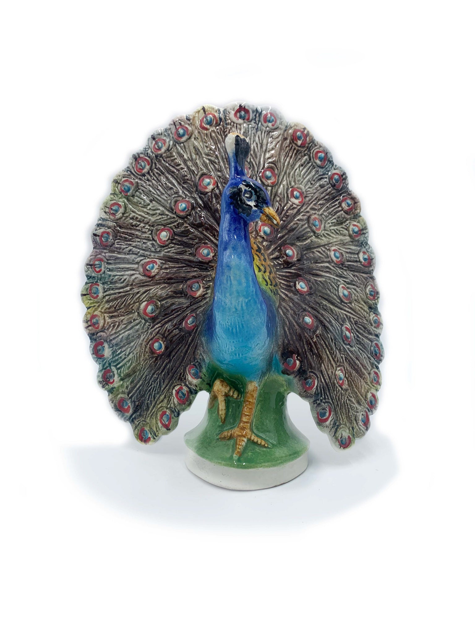Scultura di Pavone in Ceramica di Bassano Anni 50