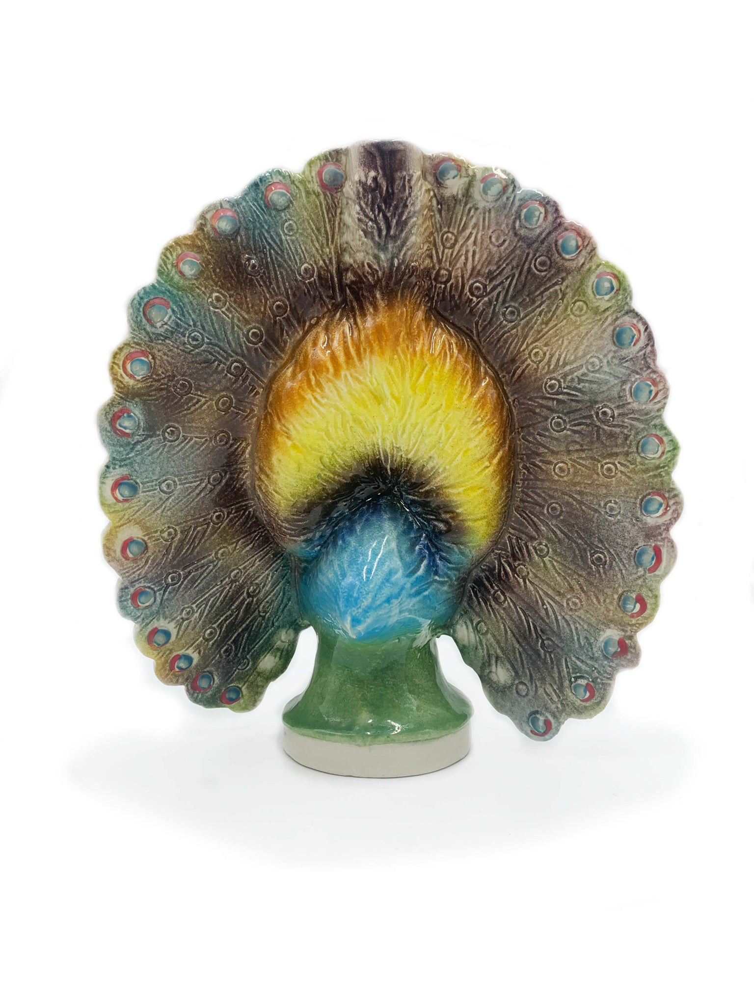 Scultura di Pavone in Ceramica di Bassano Anni 50