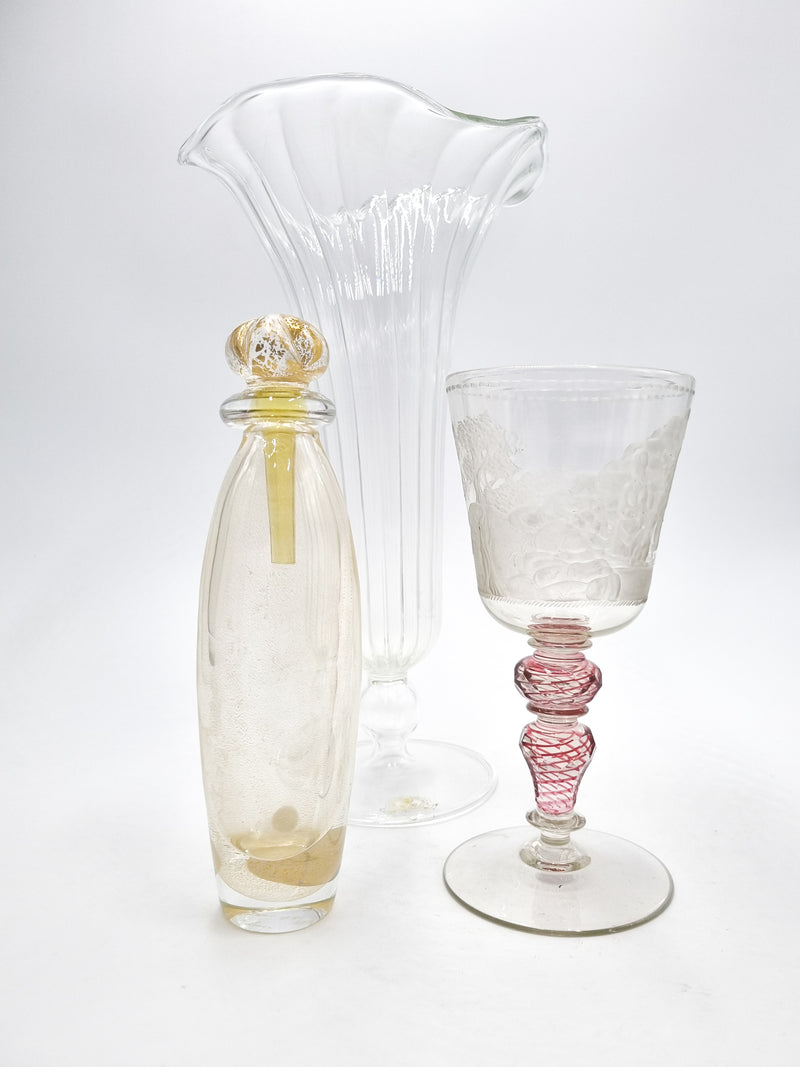 Golden Murano glass bottle by Carlo Moretti from the 70s