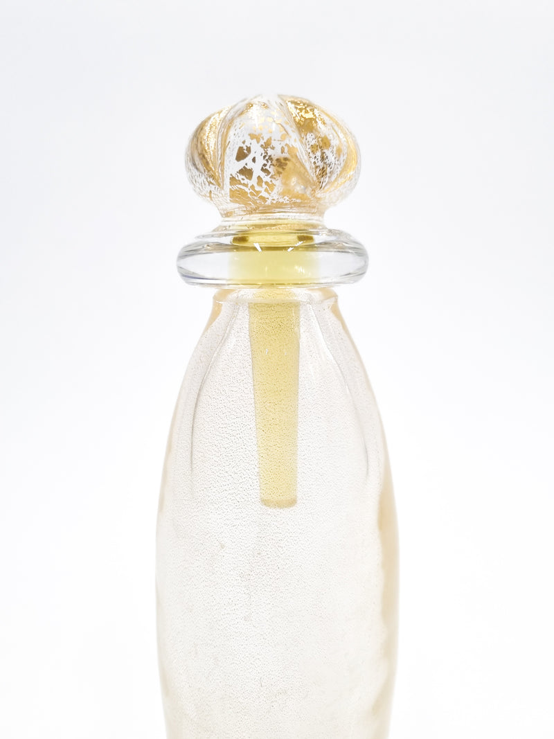 Golden Murano glass bottle by Carlo Moretti from the 70s