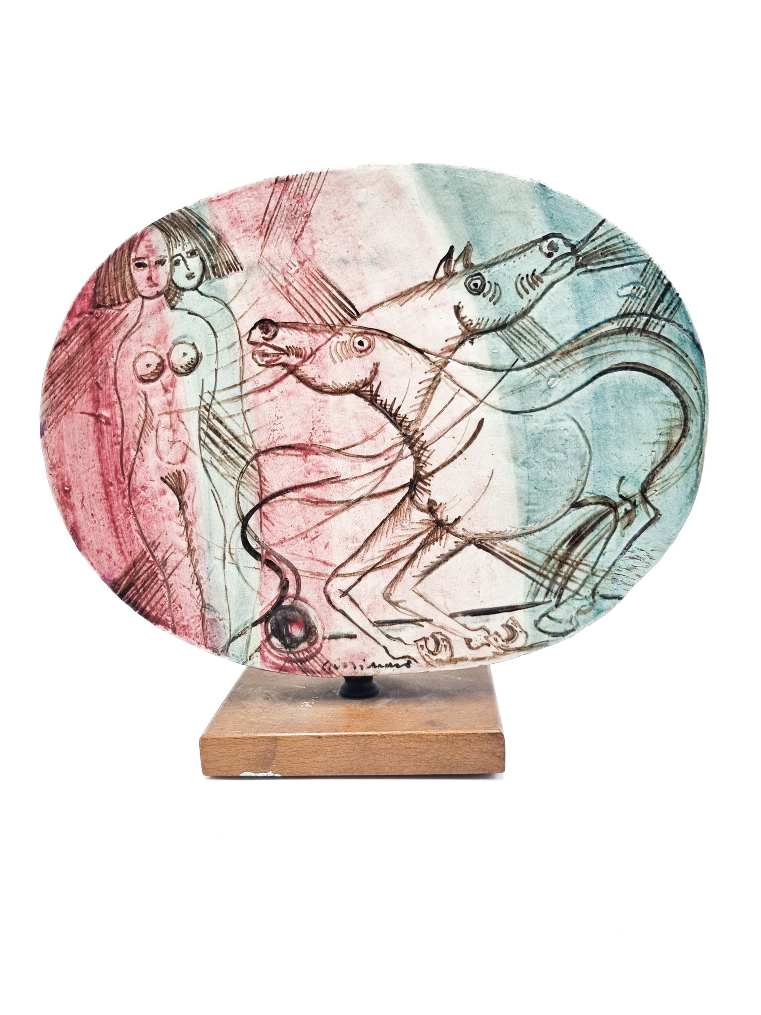 Piastra in Ceramica di Rossicone di Bruno Cassinari Anni 70