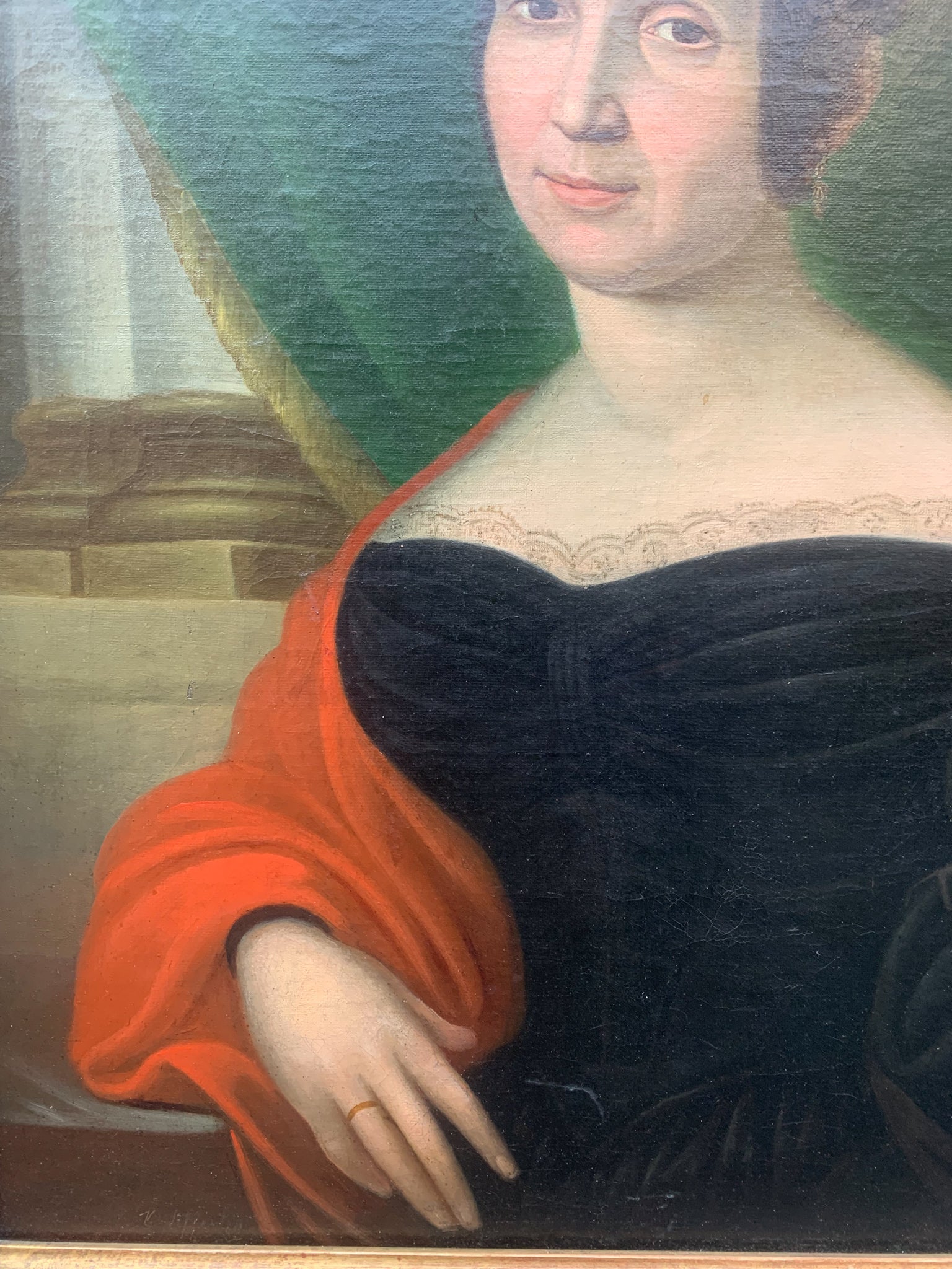 Coppia di Dipinti Olio su Tela di Dama e Gentiluomo del 1800