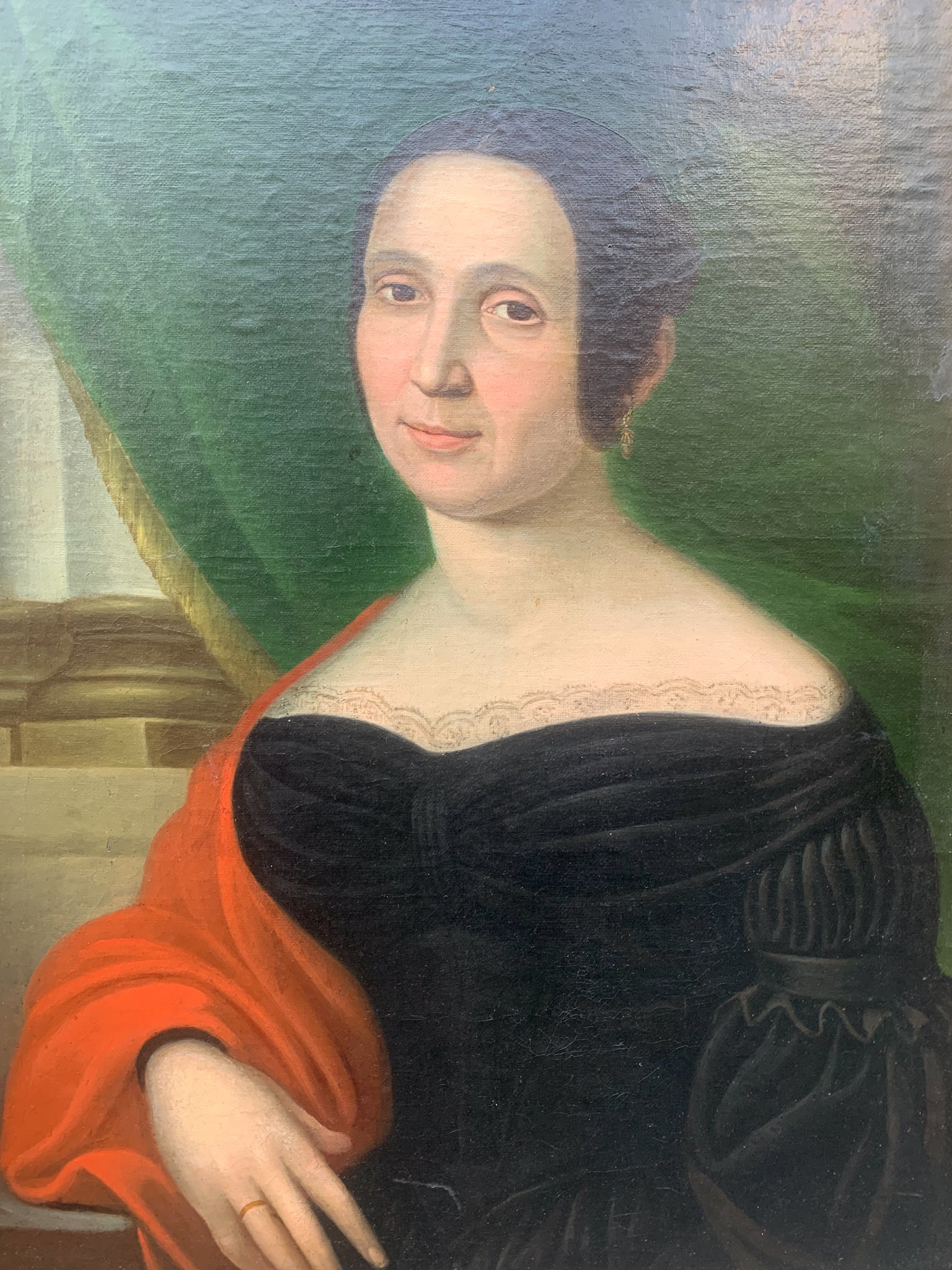 Coppia di Dipinti Olio su Tela di Dama e Gentiluomo del 1800