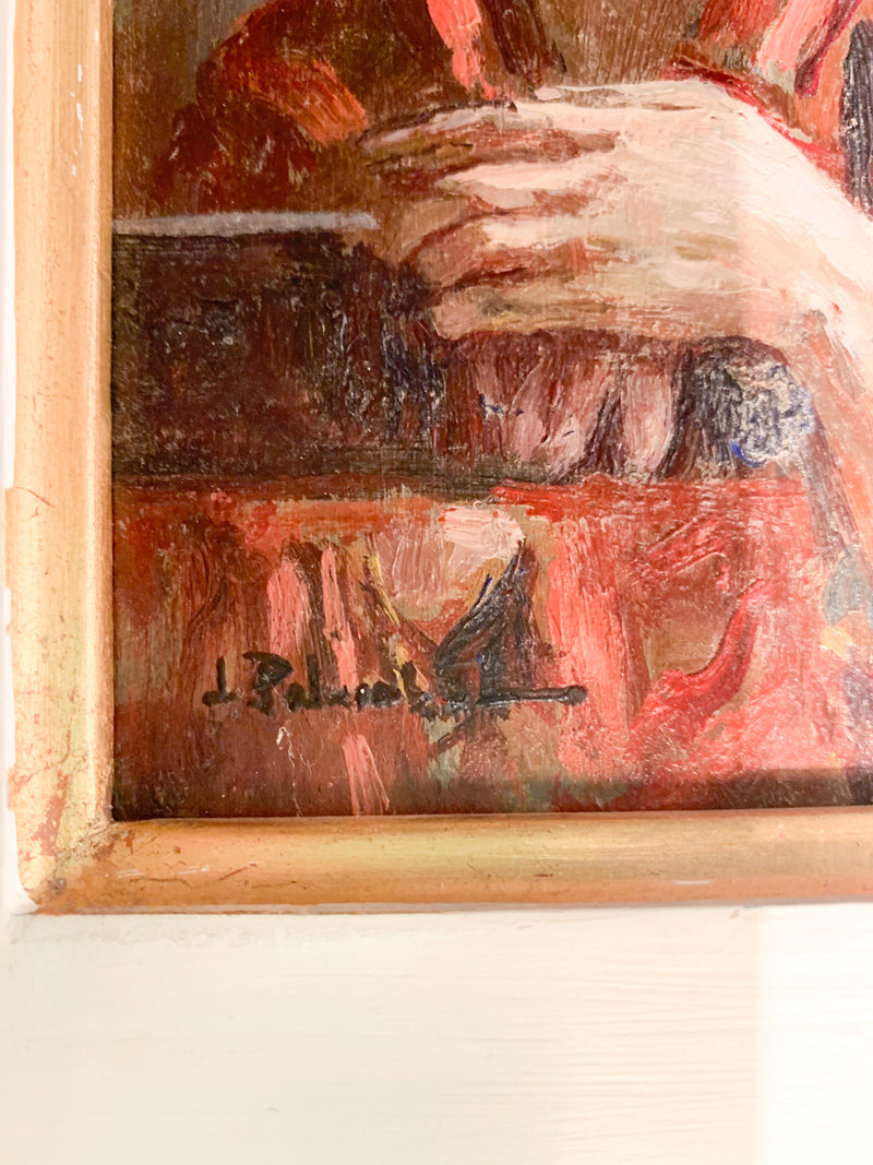 Dipinto Olio su Tela di Donna di Luigi Palumbo del 1800