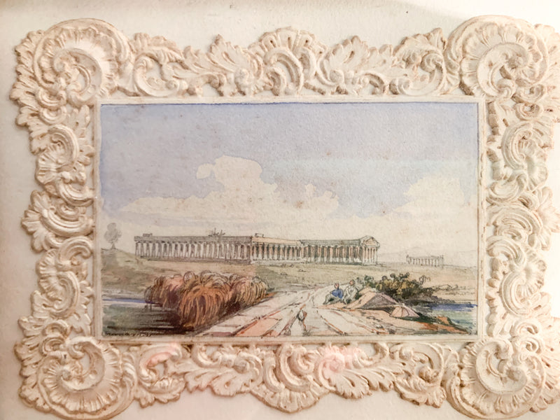 Miniature painting of Campania landscape from the 1800s