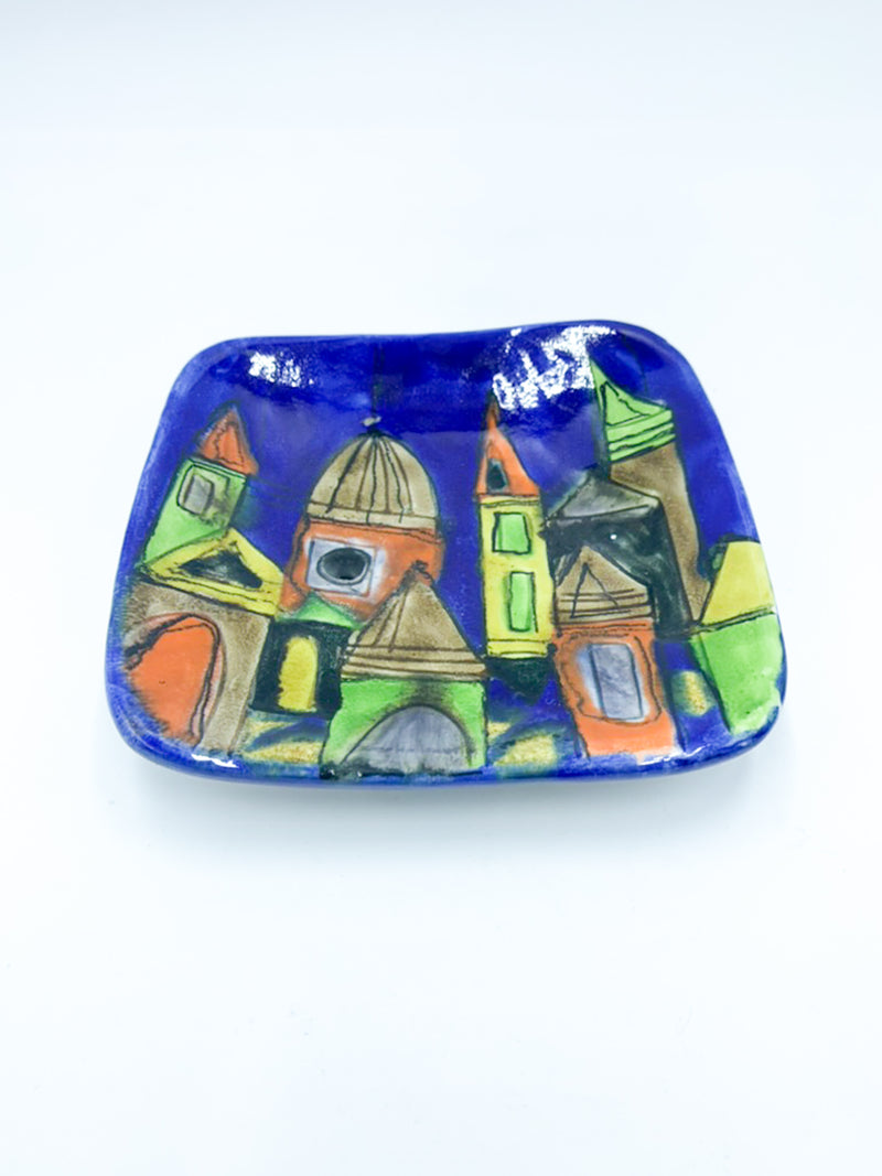 Piatto in Ceramica Dipinto a Mano di Elio Schiavon Anni 60