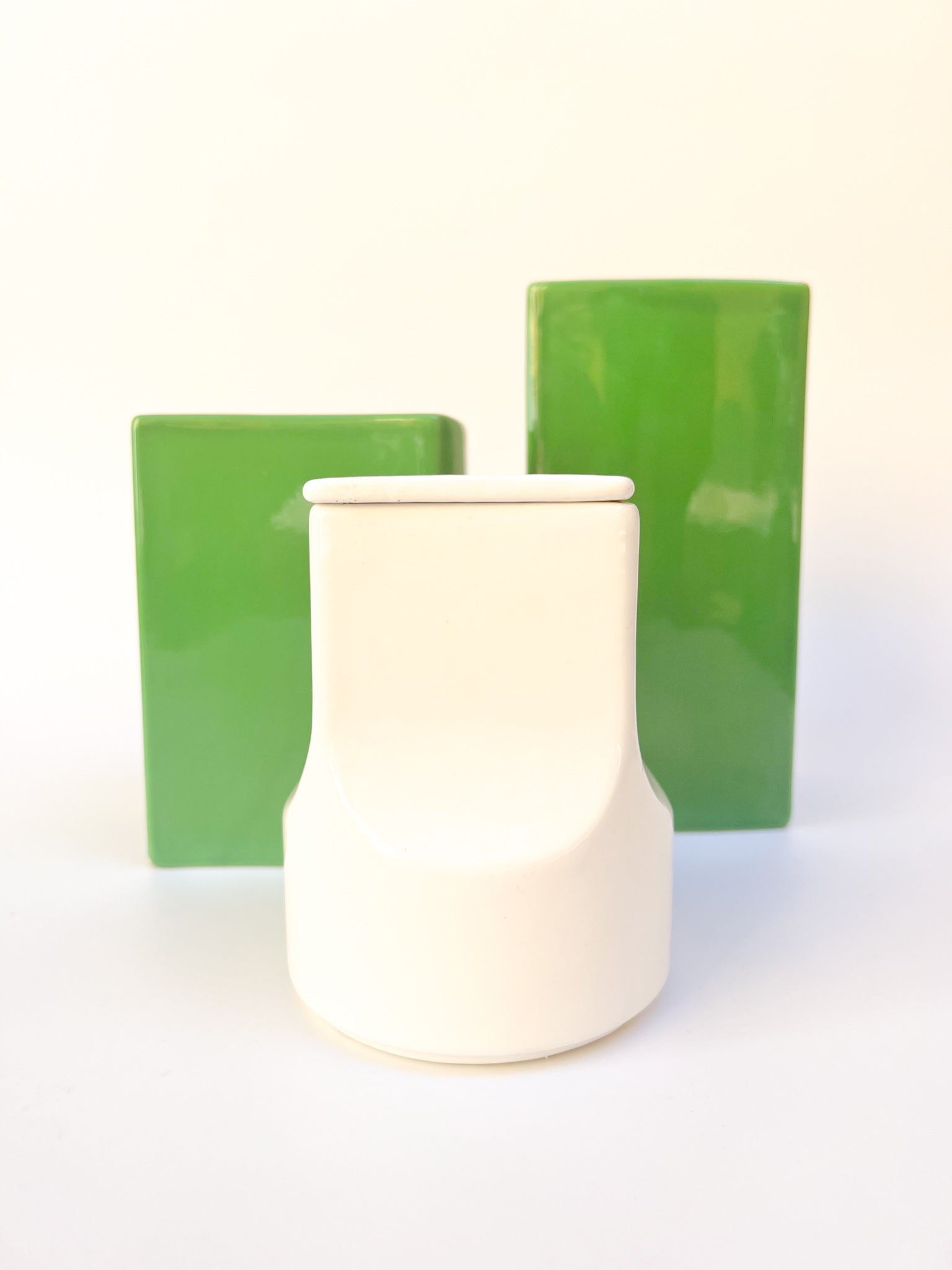 Vaso in Ceramica Gabbianelli Verde di Franco Bettonica Anni 70