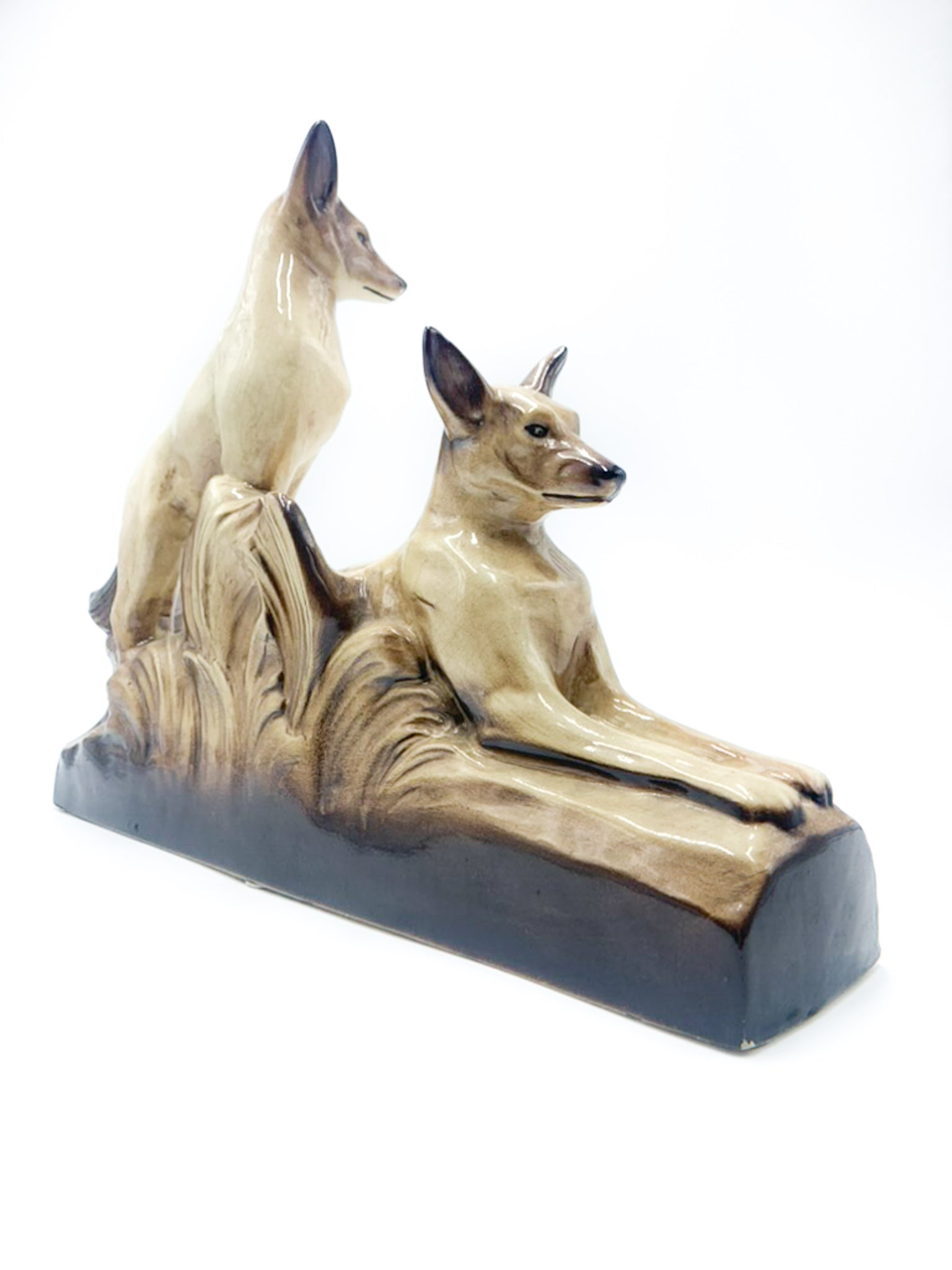 Scultura in Ceramica di Coppia di Cani di Louis Francois Laurin del 1800
