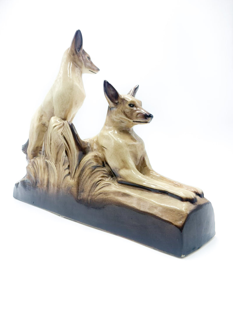 Ceramic Sculpture of a Couple of Dogs by Louis Francois Laurin from the 1800s