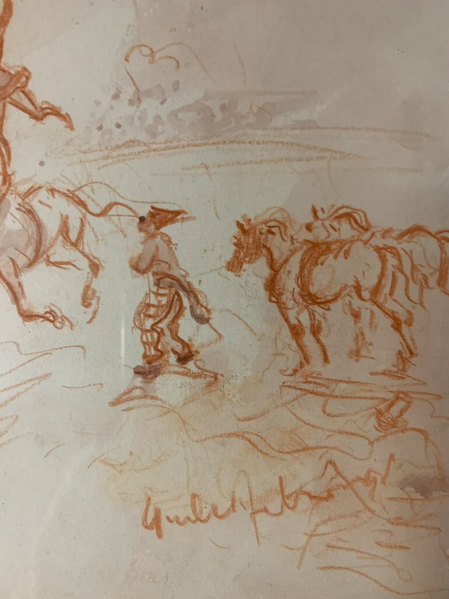 Set di Quattro Disegni Sanguigni di Giulio Falzoni in Pastello e Acquerello Anni 60