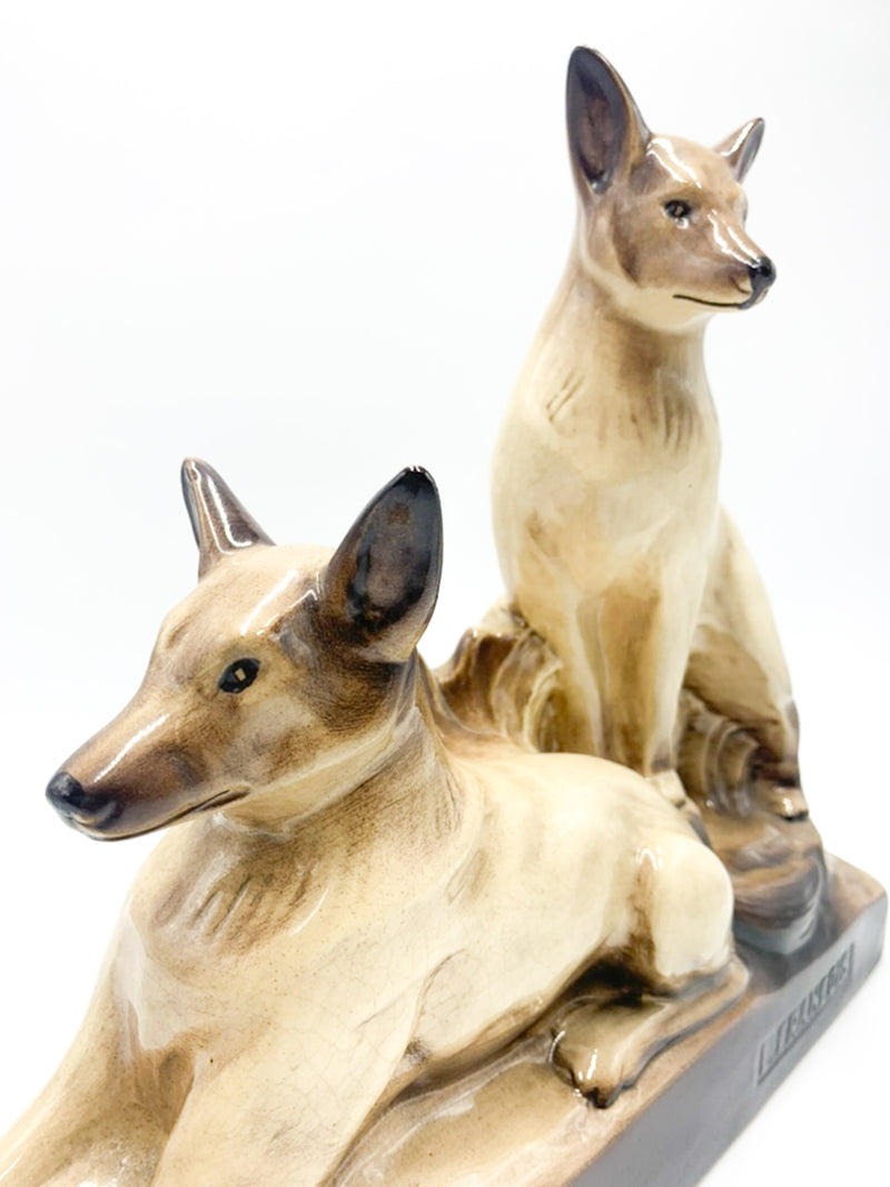 Ceramic Sculpture of a Couple of Dogs by Louis Francois Laurin from the 1800s