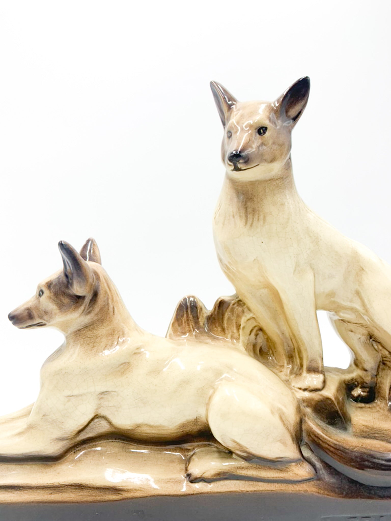 Scultura in Ceramica di Coppia di Cani di Louis Francois Laurin del 1800