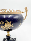 Vaso in Ceramica Francese Blu e Bronzo Anni 40