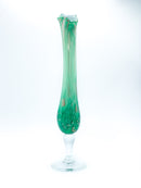 Vaso Monofiore in Vetro Francese Verde e Oro Anni 60