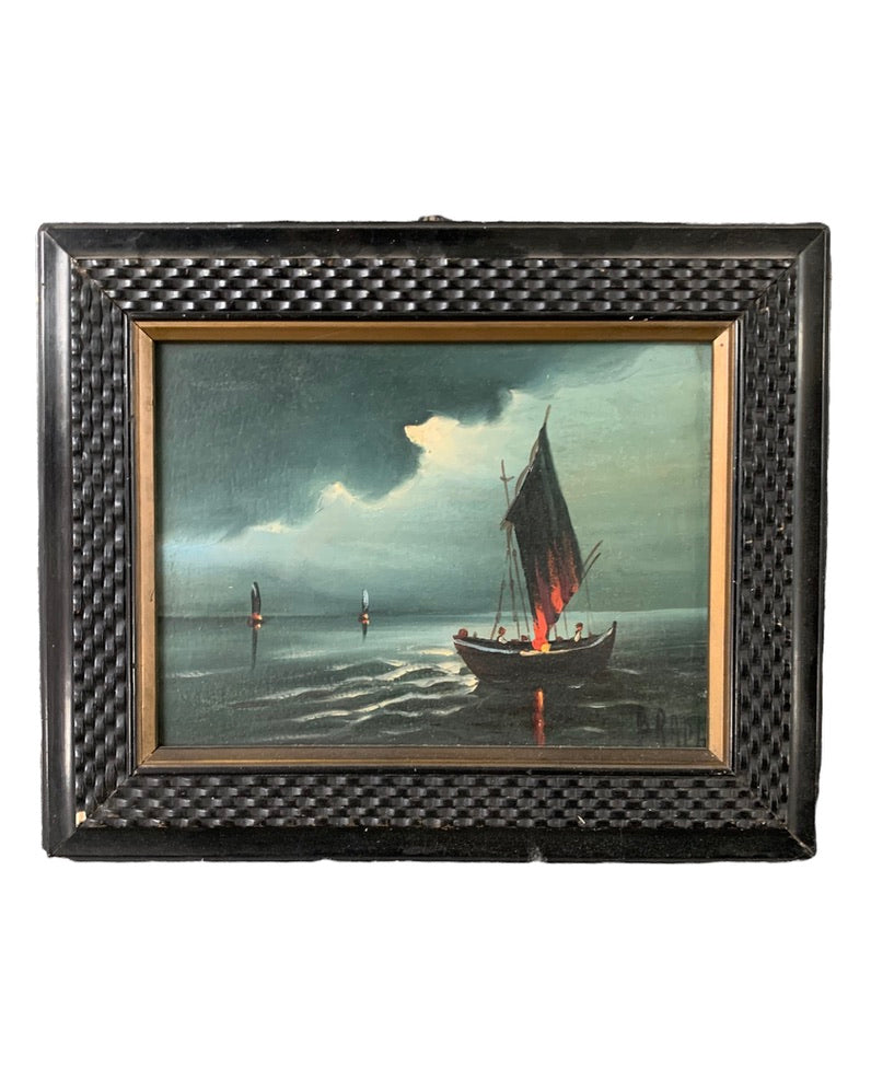Oil Painting on Canvas by Radi of a Navy from the 1940s