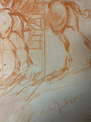 Set di Quattro Disegni Sanguigni di Giulio Falzoni in Pastello e Acquerello Anni 60