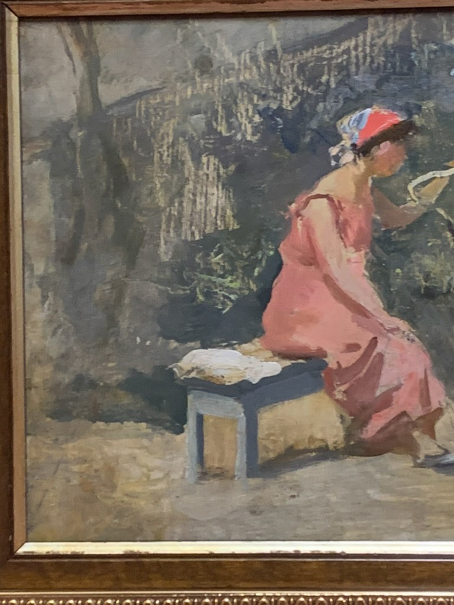 Oil Painting on Maternity Canvas by Attilio Melo 1950s