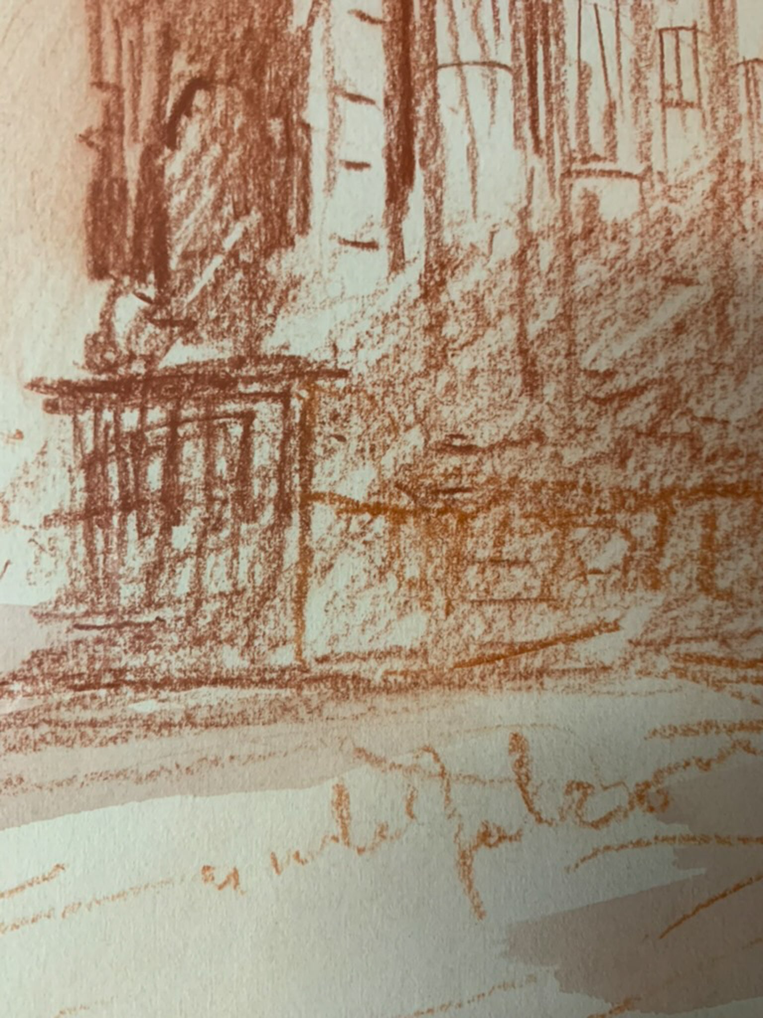 Set di Quattro Disegni Sanguigni di Giulio Falzoni in Pastello e Acquerello Anni 60