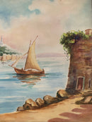 Coppia di Acquarelli di Marine Orientali Anni 50