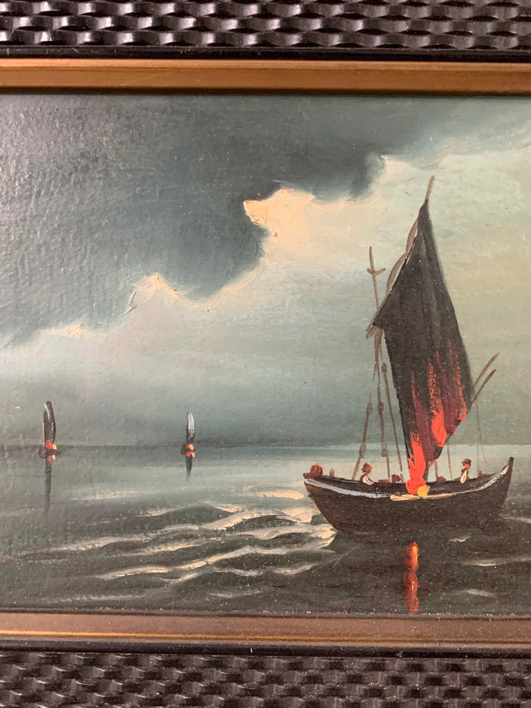 Oil Painting on Canvas by Radi of a Navy from the 1940s