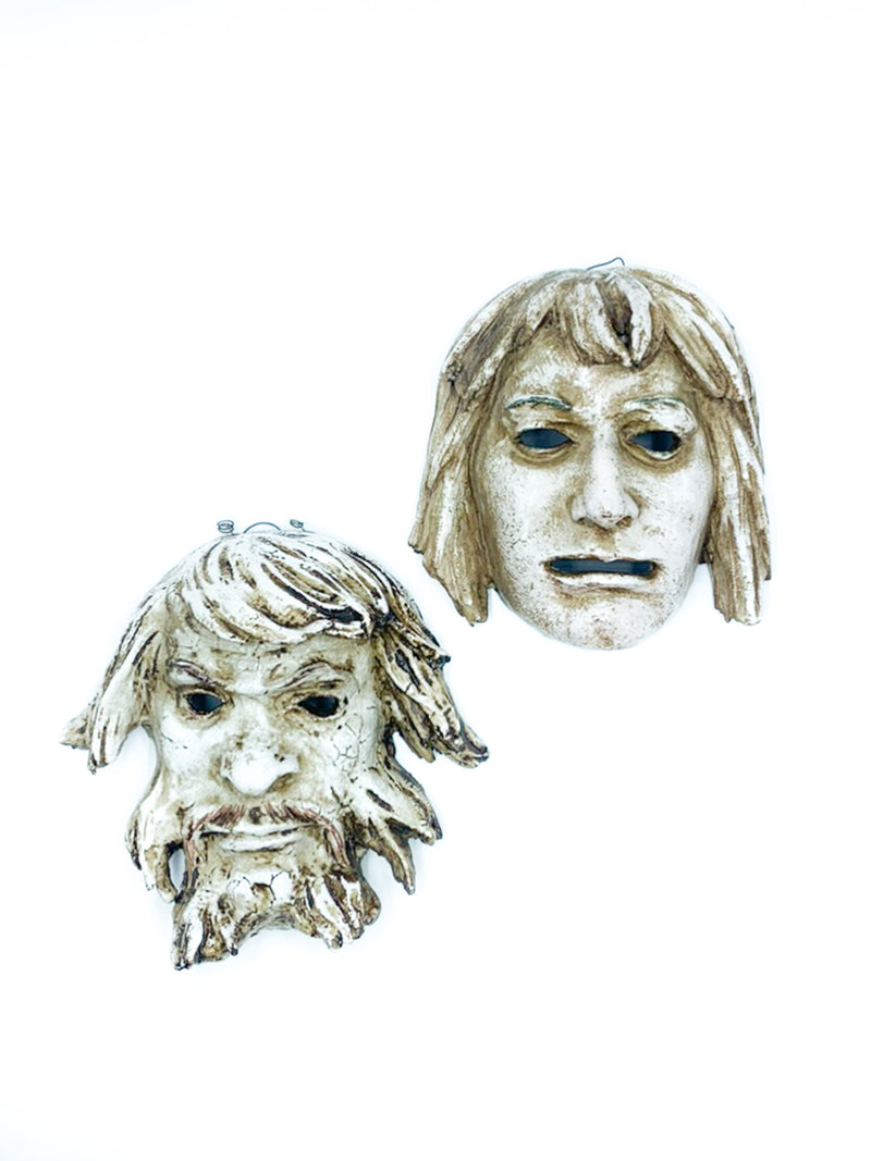 Pair of Masks Sculpted in Terracotta by Roberto Rigon 1980s