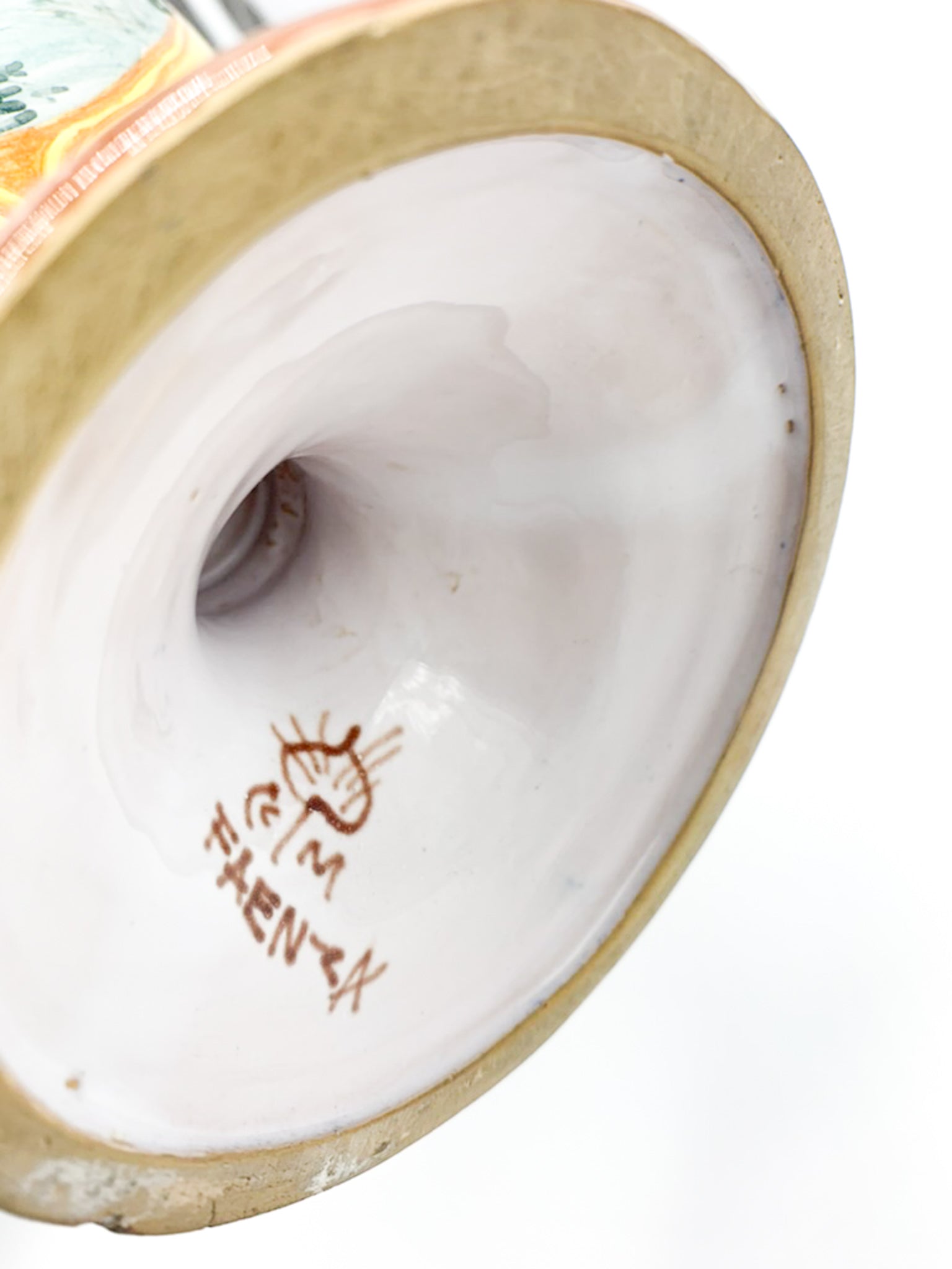 Brocca in Ceramica di Faenza Scolpita e Dipinta a Mano Anni 40