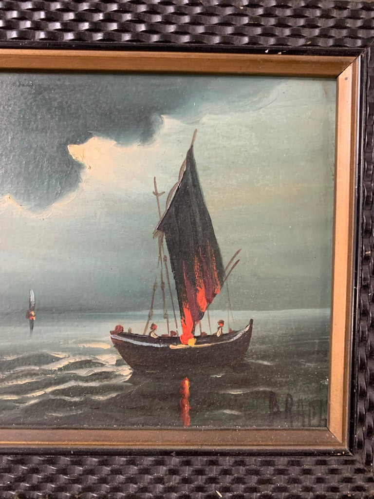 Oil Painting on Canvas by Radi of a Navy from the 1940s