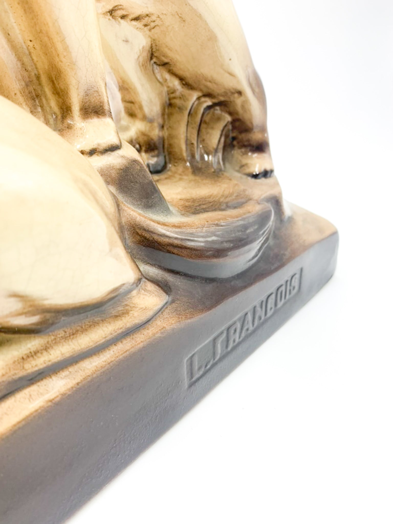 Scultura in Ceramica di Coppia di Cani di Louis Francois Laurin del 1800